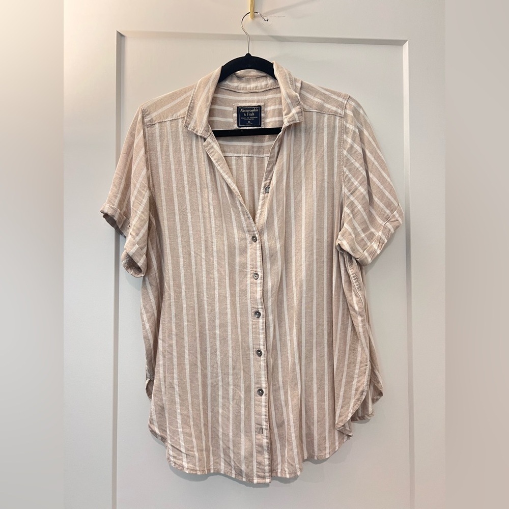 Abercrombie & Fitch Beige Striped Shirt